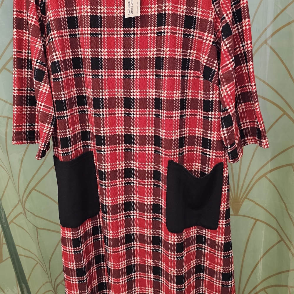 BloomChic Burgundy and Black Plaid Dress